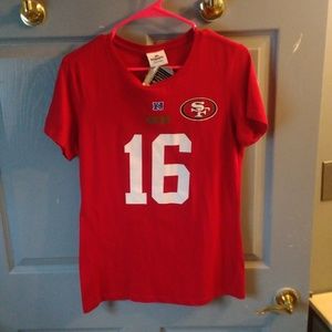Red San Francisco Joe Montana t-shirt